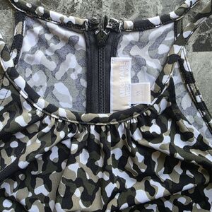 Michael Kors Athletic Black and White Pleated Halter Dress